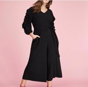 Lane Bryant Black Ruffle Sleeve Wide Leg Jumpsuit Size 18